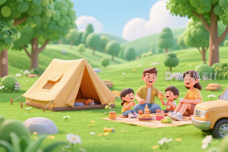 家庭露营野餐场景