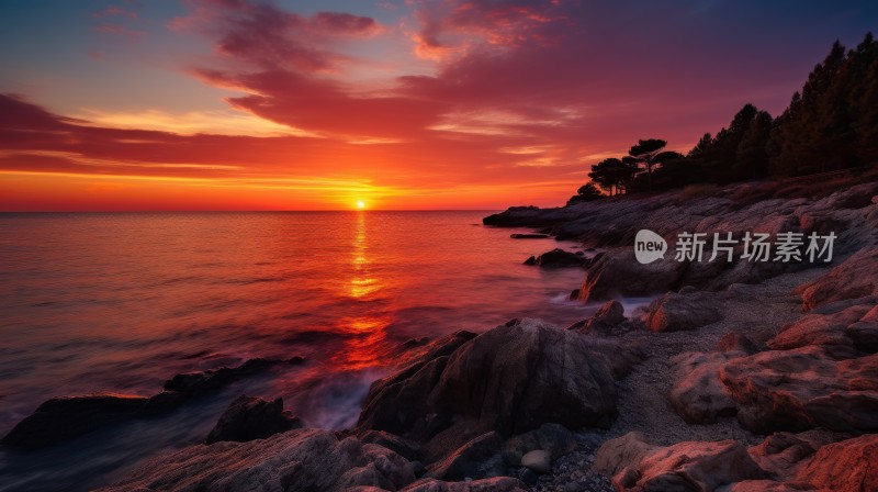 海面上的落日夕阳晚霞