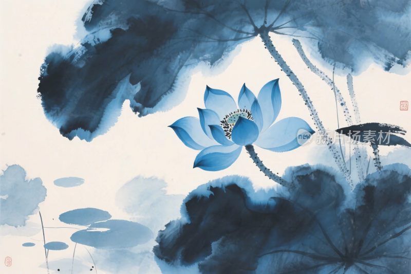 水墨荷花水墨画