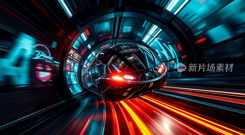 未来科技隧道中的高速列车