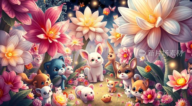 卡通动物梦幻花园