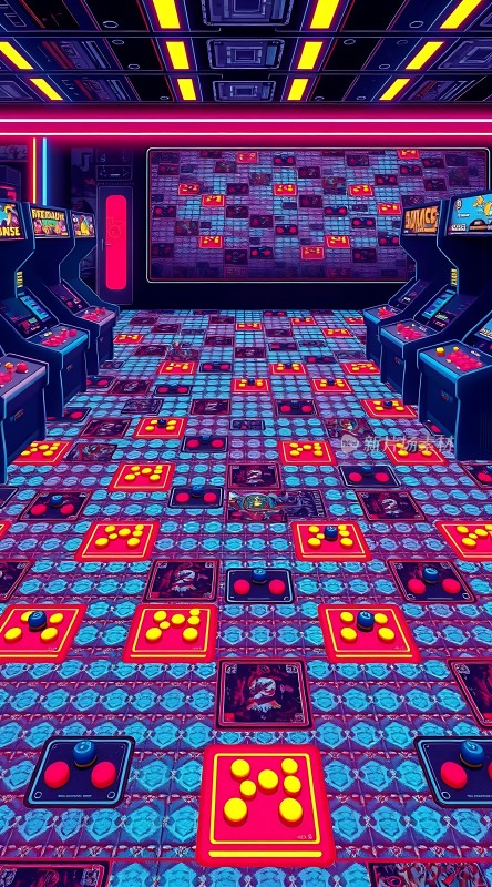 复古游戏厅霓虹灯下的经典回忆