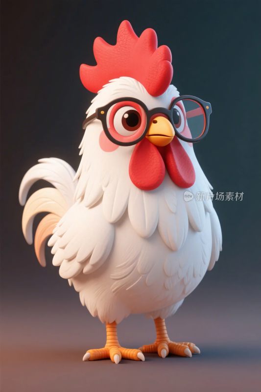 卡通戴眼镜小鸡