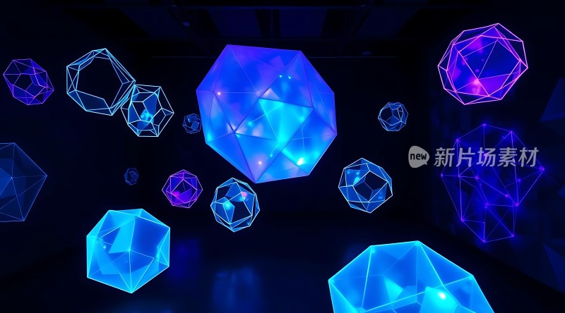 新片场素材神秘几何晶体世界