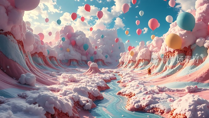 气球飘浮梦幻仙境