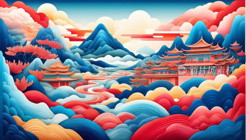 中国画山水画背景