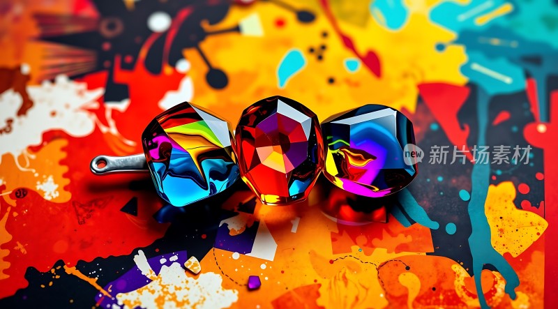 彩色宝石闪耀艺术背景