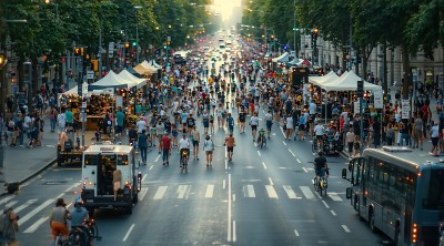 城市街头热闹集市人群熙攘车辆穿梭 城市街头热闹集市人群熙攘车辆穿梭
