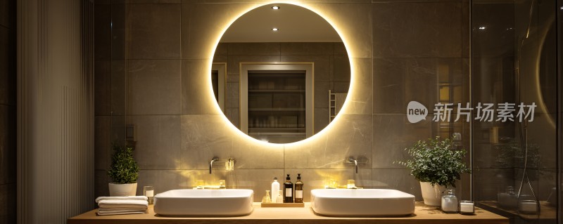 现代风格双洗手台浴室场景