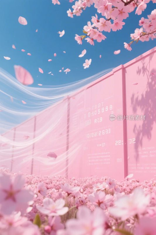 樱花与粉色列车风景