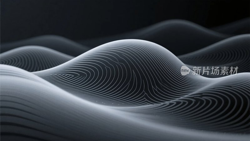 黑白线条波浪抽象画面