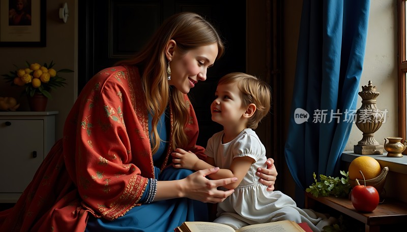 母女共读温馨时光