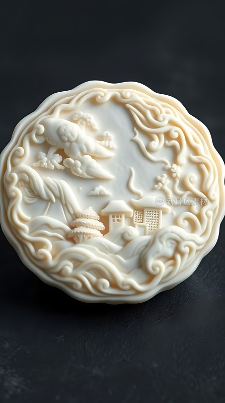 玉雕飞鹤山水图