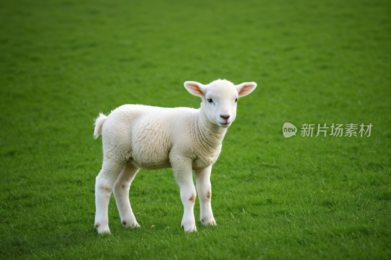 草地上站着一只白羊高清图片