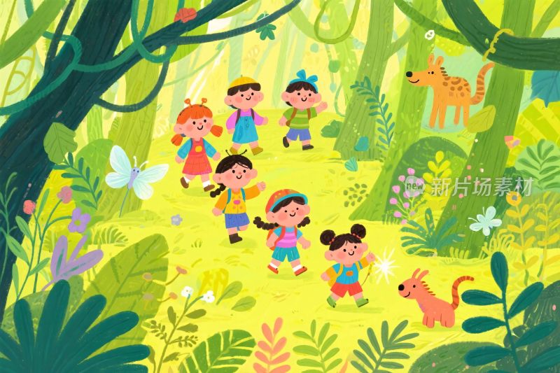儿童森林卡通插画