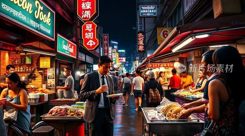 繁华夜市美食街