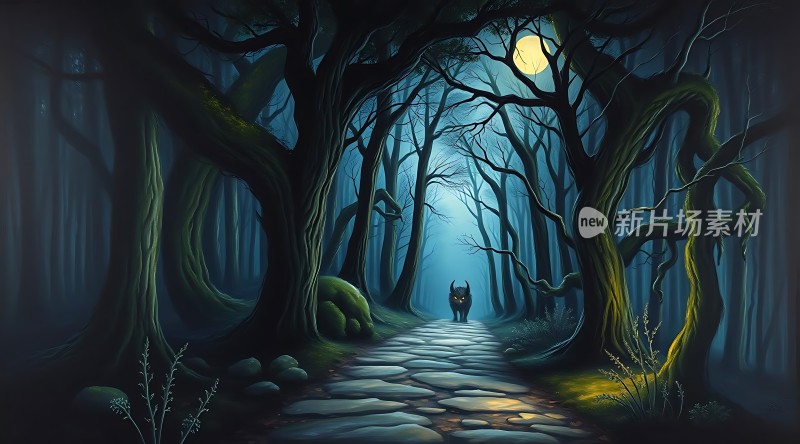 神秘森林中的月光小径