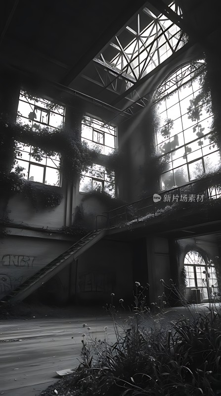 废弃建筑中的自然复苏
