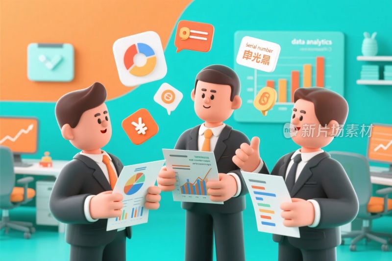 商务团队数据分析插画