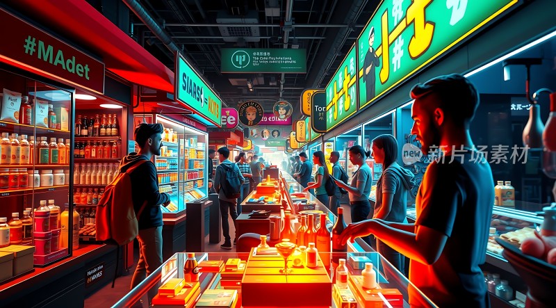 新片场素材 热闹超市购物场景