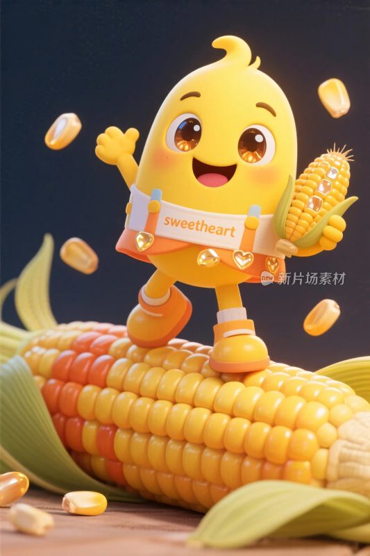 卡通玉米角色插画