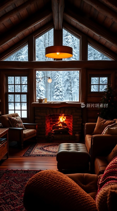 冬日暖炉温馨小屋