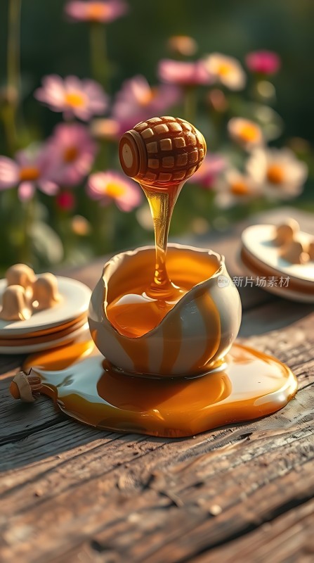 阳光下的蜂蜜流淌