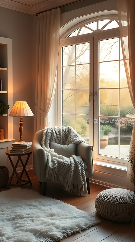 阳光午后温馨角落舒适阅读时光