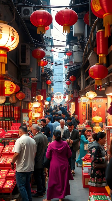 繁华街市热闹非凡