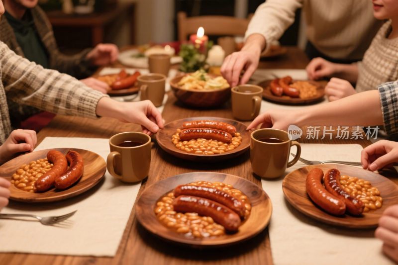 集体温馨用餐场景