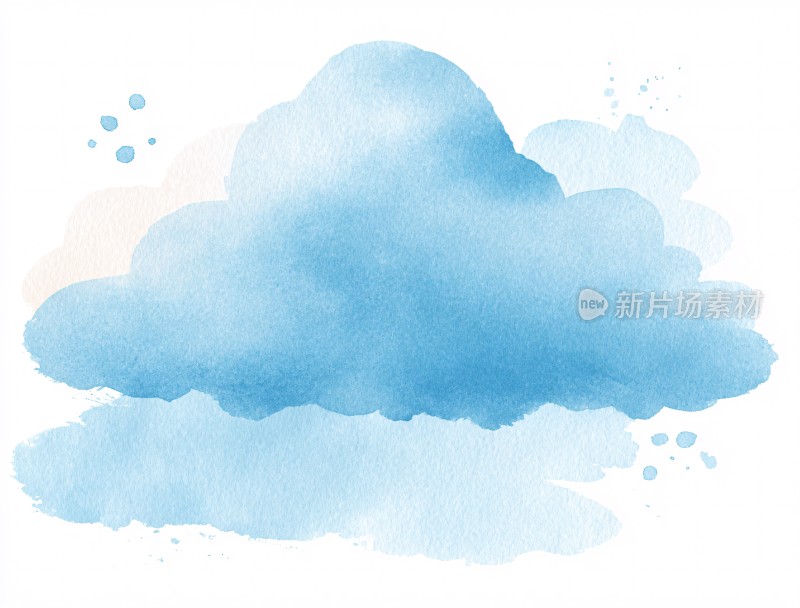 蓝色水彩云朵插画