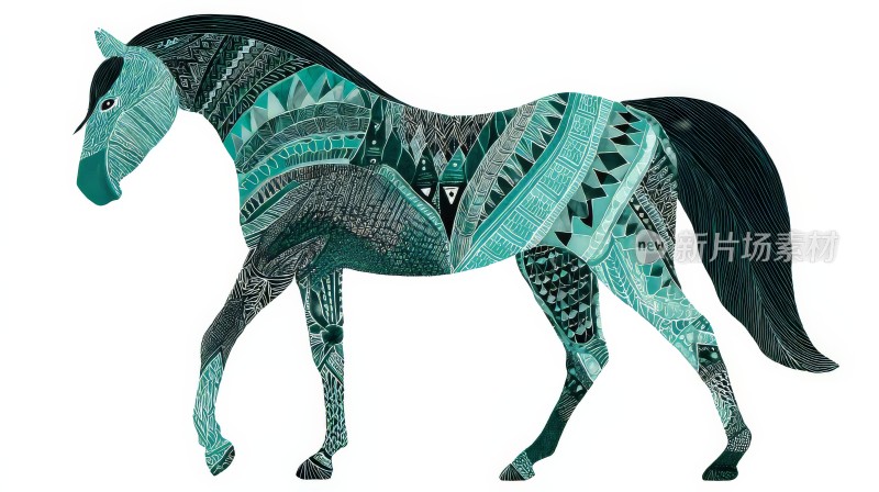 青色骏马剪纸 少数民族风苗绣苗族工艺品