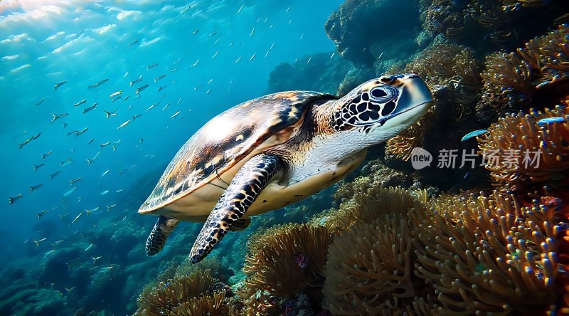 海龟悠游珊瑚礁
