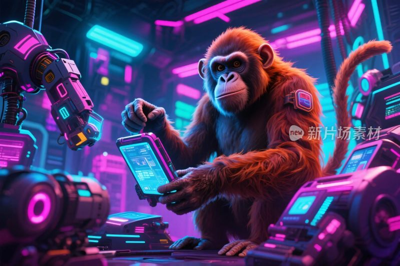 霓虹科技猩猩插画