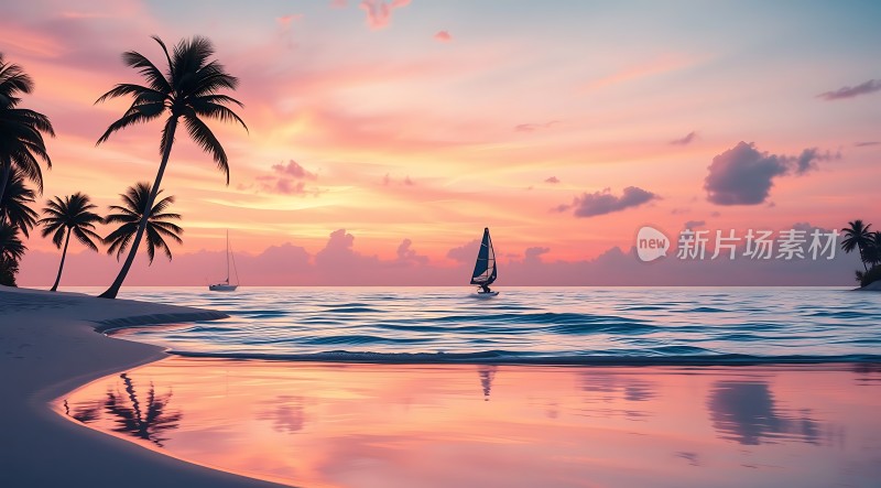 椰林帆影日落时