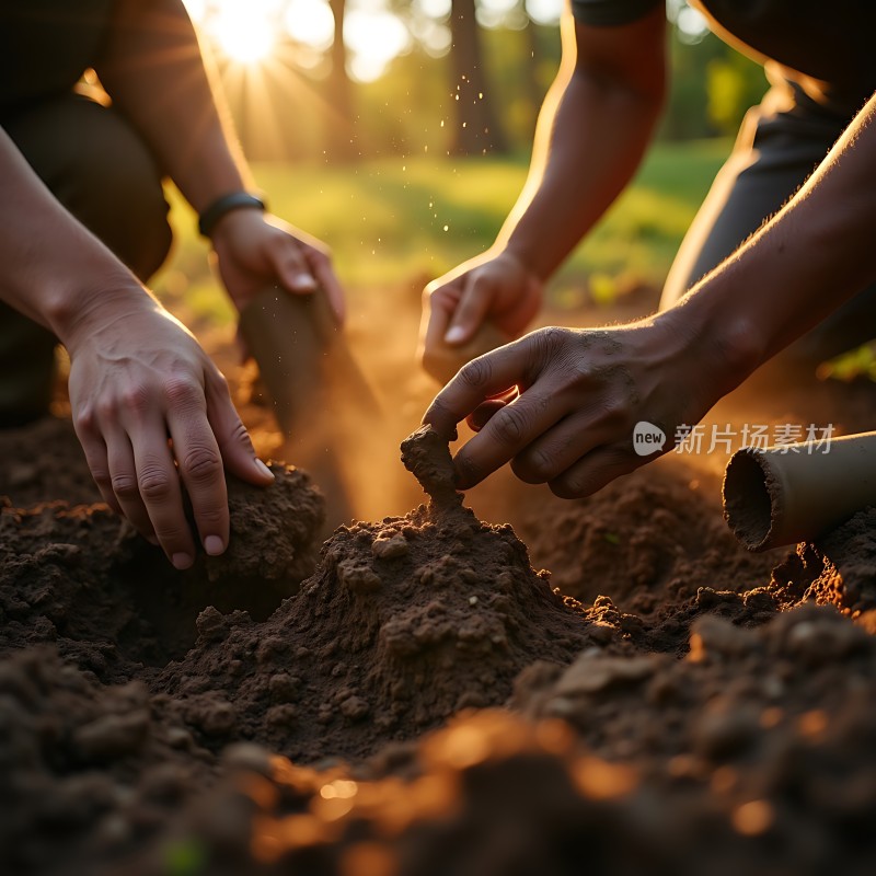 阳光下的双手与土地