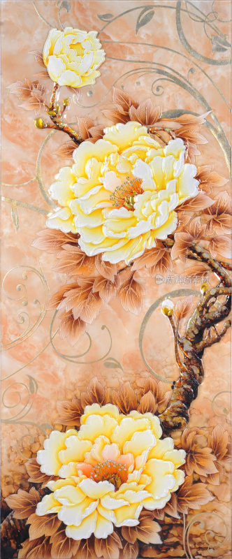 欣欣向荣牡丹屏风背景