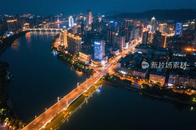 城市夜景风光俯瞰