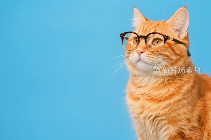 戴眼镜的橘猫插画