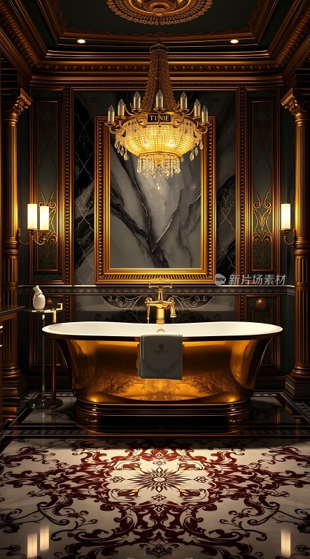 金色浴缸奢华浴室