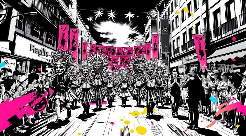 狂欢节上的面具舞者