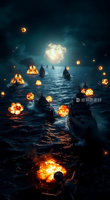 海战之夜炮火与硝烟交织的海上激战