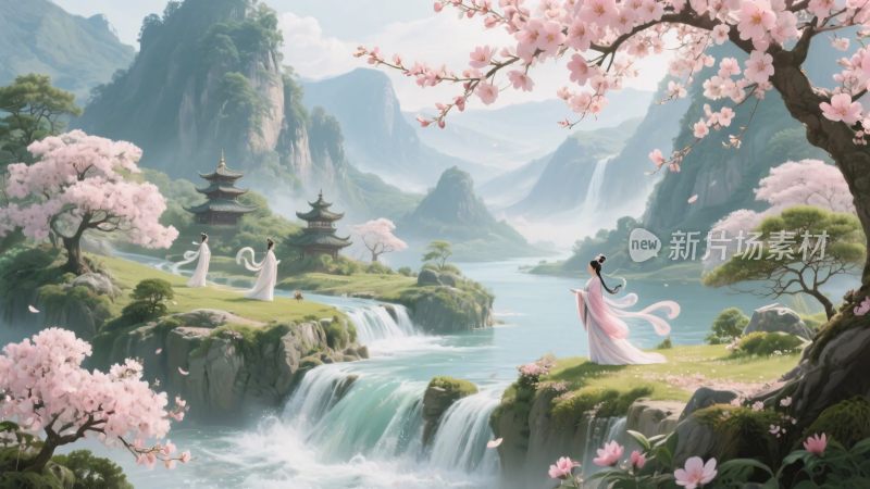 古风山水风景插画