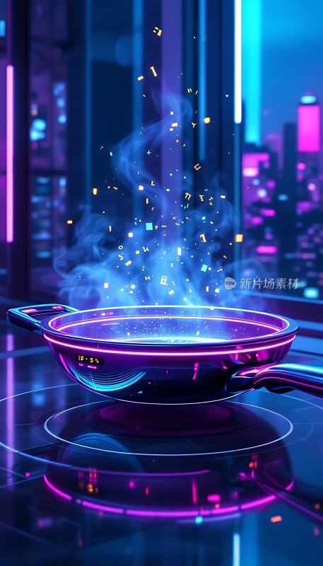 未来厨房科技感锅具烹饪场景