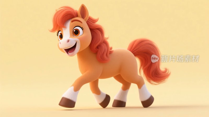 可爱卡通小马欢快奔跑