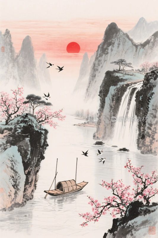 水墨山水风景图