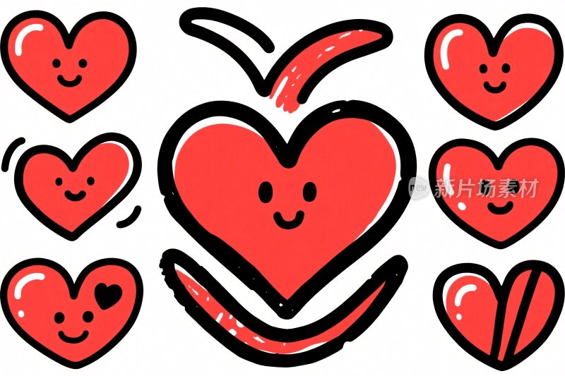 卡通爱心笑脸插画