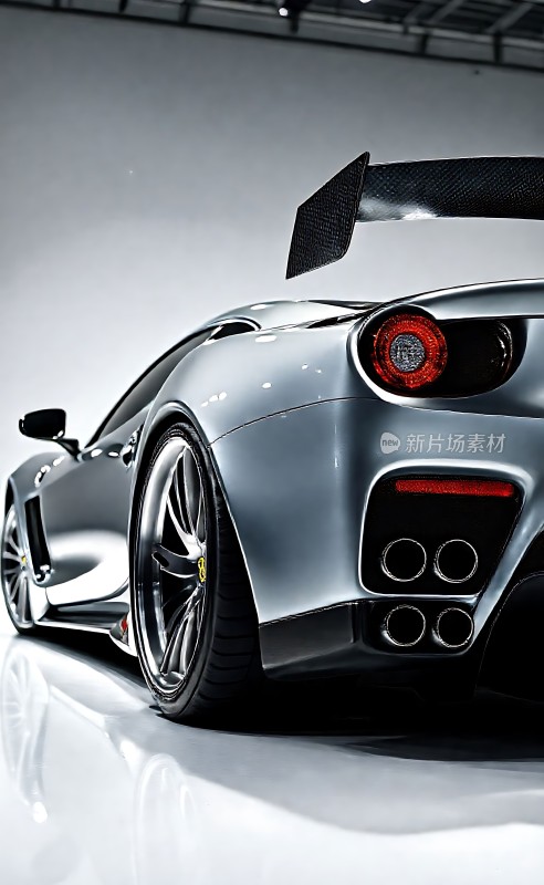 银色跑车尾视图展示