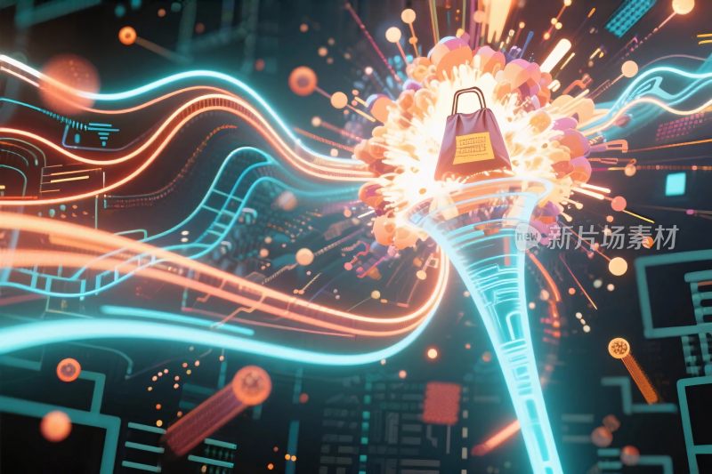 科技锁光轨特效插画