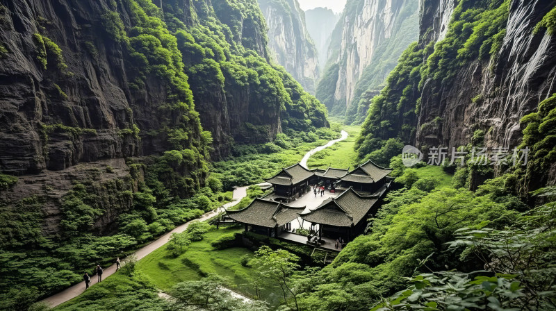 清明时节山川峡谷自然风光地理景观